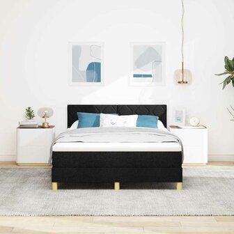 Boxspringbed met Matras Zwart 140x200 cm Stof 4