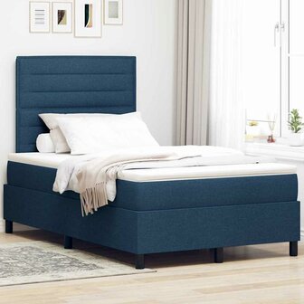 Boxspring Bed met Matras Blauw 120x200 cm Stof 1