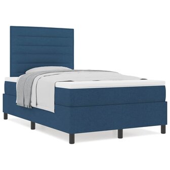 Boxspring Bed met Matras Blauw 120x200 cm Stof 3
