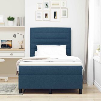 Boxspring Bed met Matras Blauw 120x200 cm Stof 4