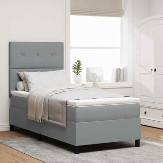 Boxspring Bed met Matras Lichtgrijs 80x200 cm Stof 1