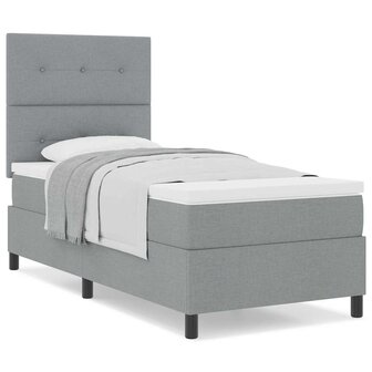 Boxspring Bed met Matras Lichtgrijs 80x200 cm Stof 3