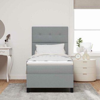 Boxspring Bed met Matras Lichtgrijs 80x200 cm Stof 4