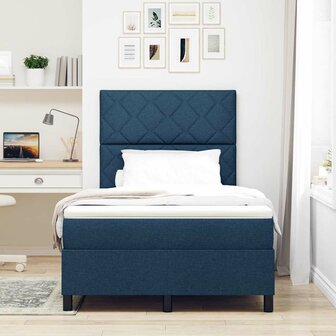 Boxspring Bed met Matras Blauw Klein Tweepersoons Stof 4