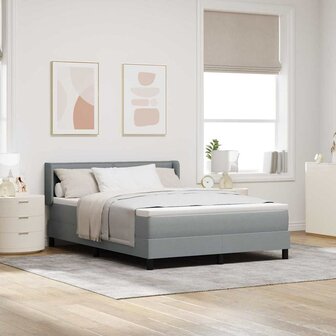 Boxspring Bed met Matras in Lichtgrijs, 140 x 190 cm Stof 1