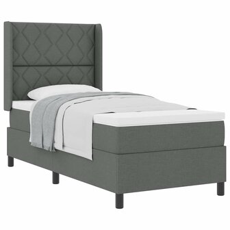Boxspringbed met matras stof donkergrijs 100x200 cm 2