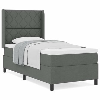 Boxspringbed met matras stof donkergrijs 100x200 cm 3