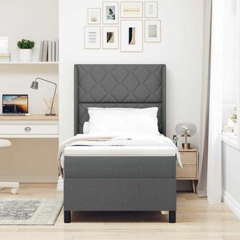 Boxspringbed met matras stof donkergrijs 100x200 cm 4