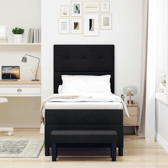 Boxspring Bed met Matras &amp; Bank Zwart 80x200 cm Stof 4