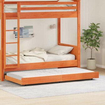 Stapelbed met Wielen Wax Bruin 90x200 cm van Massief Grenenhout 1