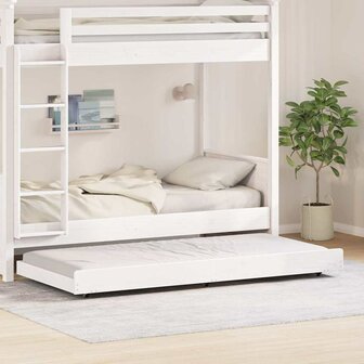 Stapelbed met Wielen Wit 80x200 cm Massief Grenen 1