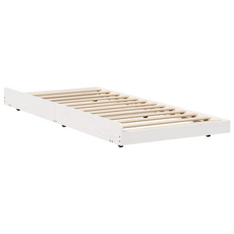 Stapelbed met Wielen Wit 80x200 cm Massief Grenen 2