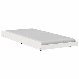 Stapelbed met Wielen Wit 80x200 cm Massief Grenen 3