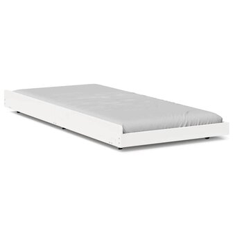 Stapelbed met Wielen Wit 80x200 cm Massief Grenen 4