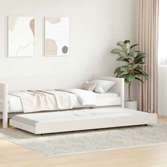 Stapelbed met Wielen Wit 80x200 cm Massief Grenen 5