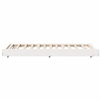 Stapelbed met Wielen Wit 80x200 cm Massief Grenen 7