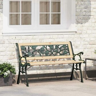 Tuinbank met rugleuning 116 cm rozenpatroon hout 1