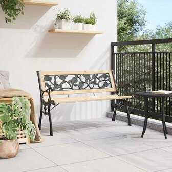 Tuinbank met rugleuning 116 cm rozenpatroon hout 2