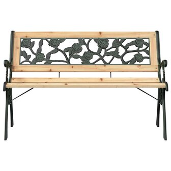 Tuinbank met rugleuning 116 cm rozenpatroon hout 3