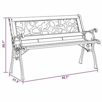 Tuinbank met rugleuning 116 cm rozenpatroon hout 7