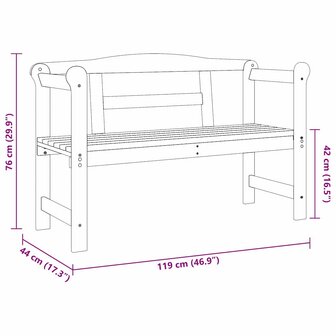 Tuinbank Acacia 119x76x44 cm Massief Hout 8