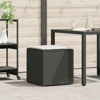 Kussenbox Zwart 50x50x50 cm Poly Rattan 1