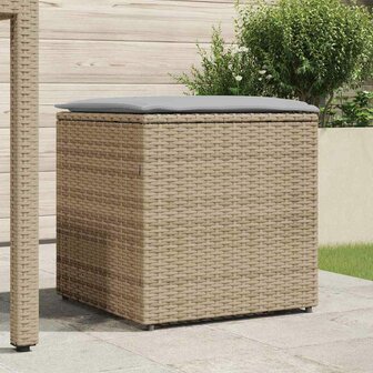 Kussenbox Beige 50x50x50 cm Poly Rattan 2