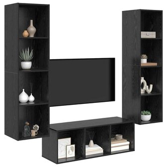 TV-kast set 3 pcs Zwart eiken 37 x 37 x 142.5 cm Bewerkt hout 2