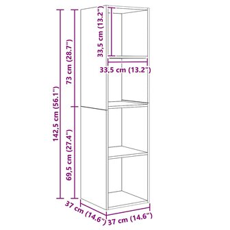 TV-kast set 3 pcs Zwart eiken 37 x 37 x 142.5 cm Bewerkt hout 6