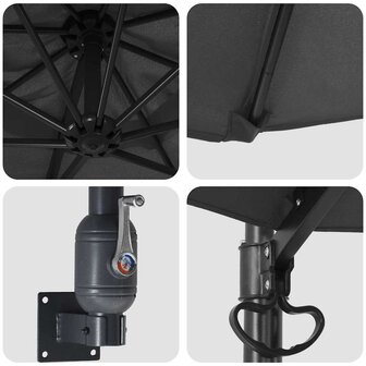 Wandgemonteerde Tuinparasol Antraciet 250 cm 6