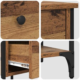 Nachtkast Oud Hout 34x36x70 cm Samengesteld Hout 8