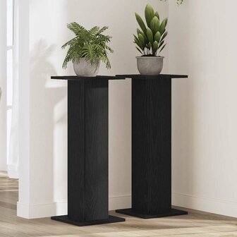 Plantenstandaards 2 st 30x30x80 cm bewerkt hout zwart eiken 1