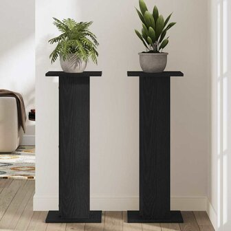 Plantenstandaards 2 st 30x30x80 cm bewerkt hout zwart eiken 3