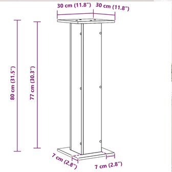 Plantenstandaards 2 st 30x30x80 cm bewerkt hout zwart eiken 8