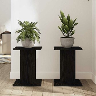Plantenstandaards 2 st 30x30x40 cm bewerkt hout zwart eiken 3