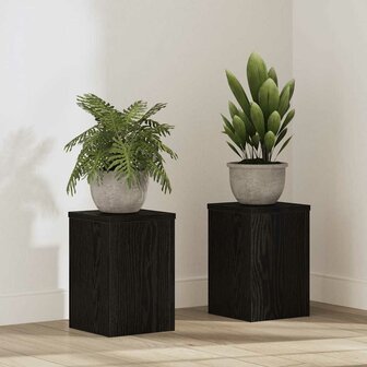 Plantenstandaards 2 stuks Zwart Eiken 20x20x30 cm Geengineerd Hout 1