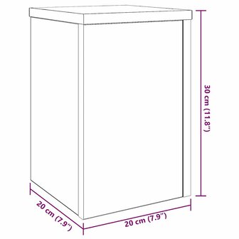 Plantenstandaards 2 stuks Zwart Eiken 20x20x30 cm Geengineerd Hout 8