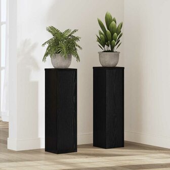 Plantenstandaarden 2 stuks Zwarte Eiken 17x17x60 cm Bewerkt Hout 1