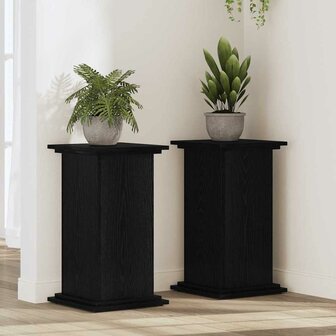 Plantenstandaard Zwart Eiken 33x33x60 cm Ge&euml;ngineerd Hout 1