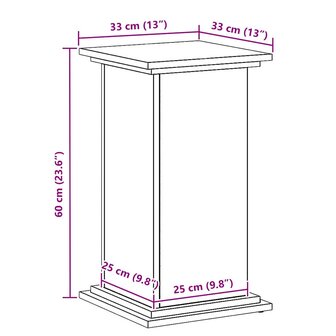 Plantenstandaard Zwart Eiken 33x33x60 cm Ge&euml;ngineerd Hout 8