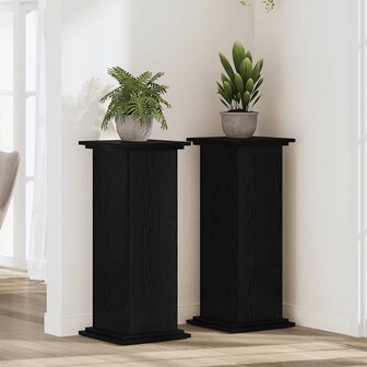 Plantenstandaard Zwart Eiken 33x33x80 cm Geengineerd Hout 1