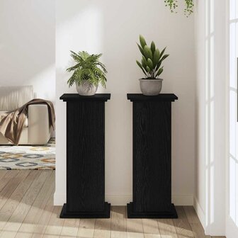 Plantenstandaard Zwart Eiken 33x33x80 cm Geengineerd Hout 3
