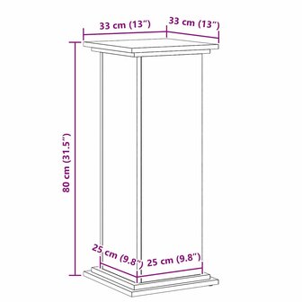 Plantenstandaard Zwart Eiken 33x33x80 cm Geengineerd Hout 8