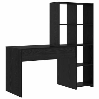 Bureau met plank met opslag Zwart eiken 138.5 x 55 x 143 cm Bewerkt hout 5