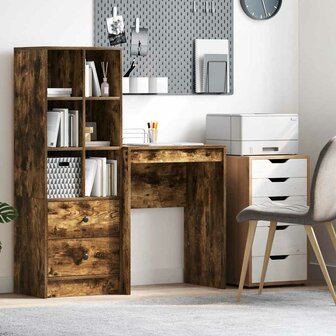 Bureau Gerookt Eiken 60x40x76 cm Gefabriceerd Hout 1