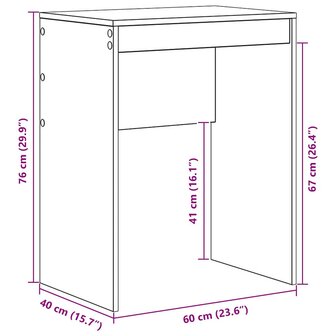 Bureau Gerookt Eiken 60x40x76 cm Gefabriceerd Hout 7