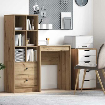 Bureau Artisan Eiken 60x40x76 cm Ge&euml;ngreerd Hout 1