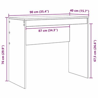 Bureau Rook Eik 90x40x76 cm Geengineerd Hout 7