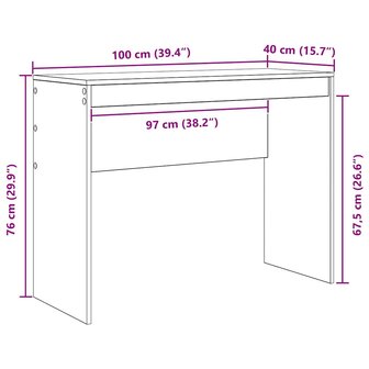 Bureau Gekookt Eiken 100x40x76 cm Gelaagd Hout 7