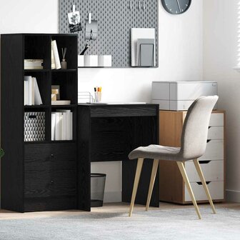 Bureau Zwart Eiken 60x50x76 cm Gegelamineerd Hout 1